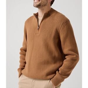 NWT Pact High Country Knit Heavy Quarter Zip Organic Cotton Sweater Medium